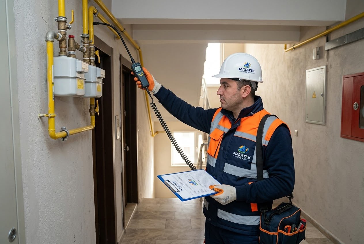 Doğalgaz sayacı ve tesisatında cihazla kontrol
