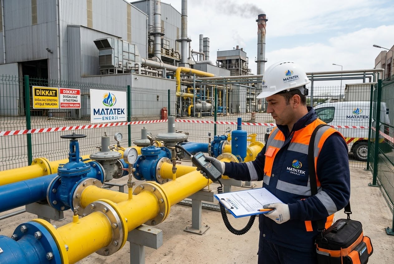 Doğalgaz istasyonunda cihazla teknik kontrol